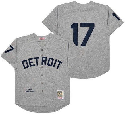 Men's Detroit Tigers #17 Denny McLain Gray 1968 Throwback Jersey