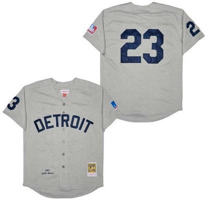 Men's Detroit Tigers #23 Kirk Gibson Gray 1969 Throwback Jersey