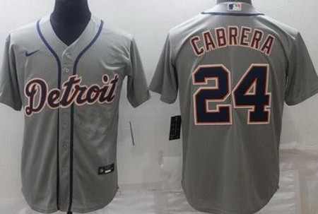 Men's Detroit Tigers #24 Miguel Cabrera Gray Cool Base Jersey