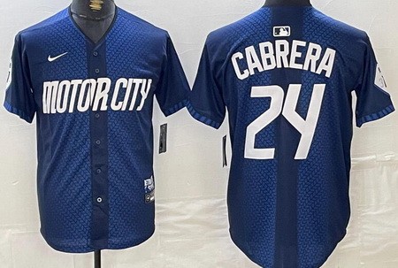 Men's Detroit Tigers #24 Miguel Cabrera Navy 2024 City Connect Limited Jersey
