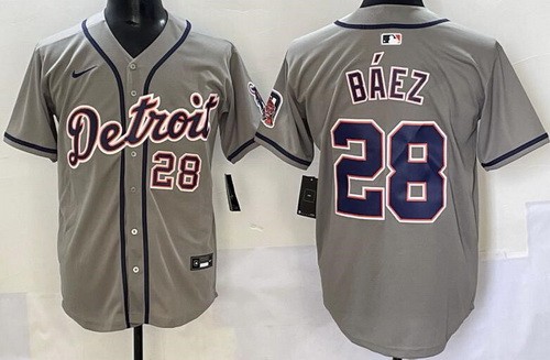 Men's Detroit Tigers #28 Javier Baez Gray Limited Jersey