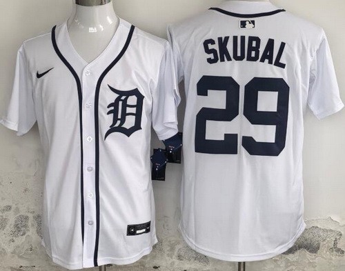 Men's Detroit Tigers #29 Tarik Skubal White Limited Jersey