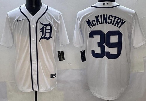 Men's Detroit Tigers #39 Zach McKinstry White Cool Base Jersey
