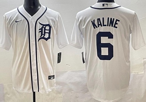 Men's Detroit Tigers #6 Al Kaline White Cool Base Jersey