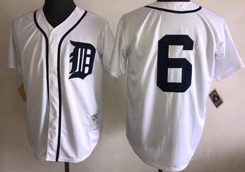 Men's Detroit Tigers #6 Al Kaline White Throwback Jersey
