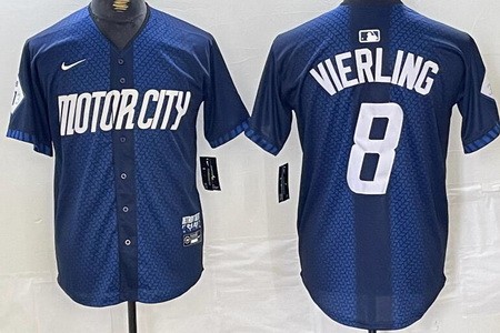 Men's Detroit Tigers #8 Matt Vierling Navy 2024 City Connect Limited Jersey