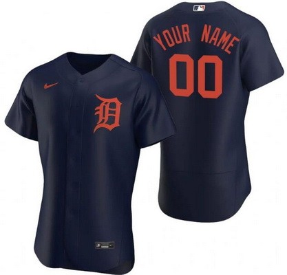 Men's Detroit Tigers Customized Navy Authentic Jersey