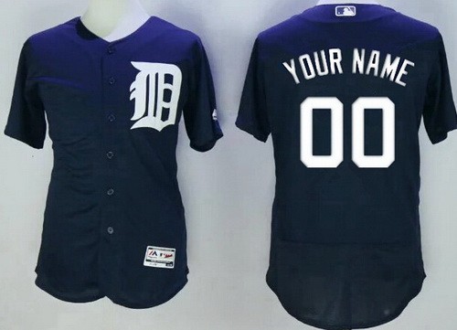 Men's Detroit Tigers Customized Navy Blue FlexBase Jersey