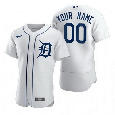 Men's Detroit Tigers Customized White 2020 FlexBase Jersey