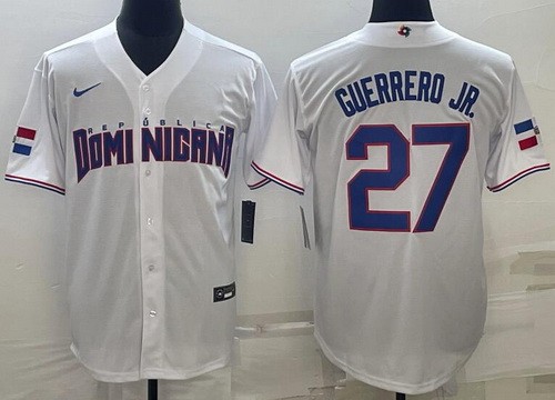 Men's Dominican #27 Vladimir Guerrero Jr White 2023 World Baseball Classic Cool Base Jersey