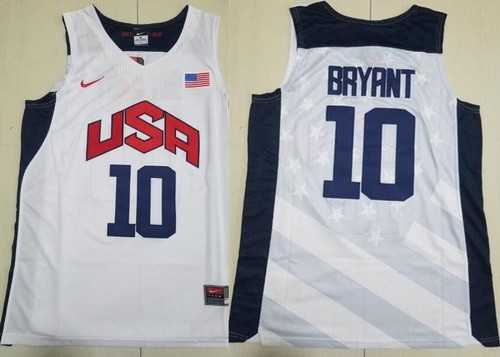 Men's Dream 10 USA #10 Kobe Bryant White Swingman Jersey