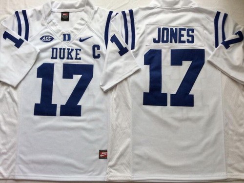 Men's Duke Blue Devils #17 Daniel Jones White College Football Jersey