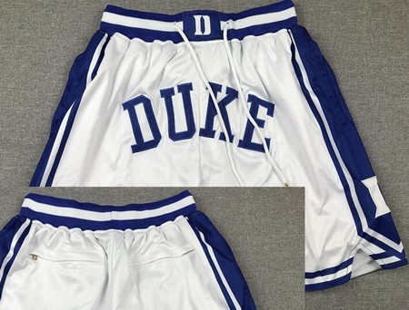 Men's Duke Blue Devils White Just Don Shorts