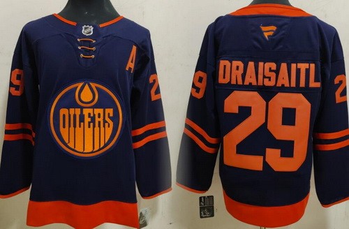 Men's Edmonton Oilers #29 Leon Draisaitl Navy Authentic Jersey