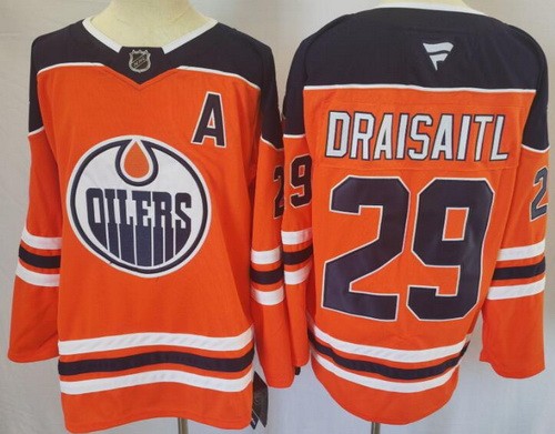 Men's Edmonton Oilers #29 Leon Draisaitl Orange Authentic Jersey