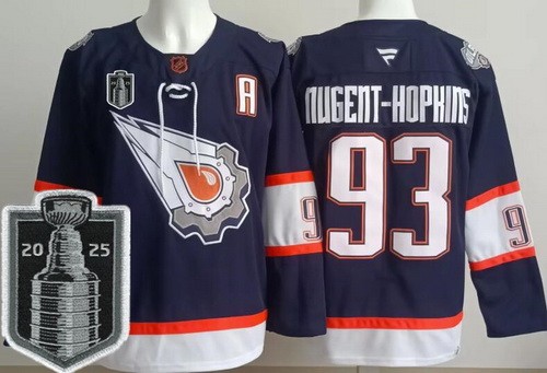 Men's Edmonton Oilers #93 Ryan Nugent Hopkins Navy Alternate 2025 Stanley Cup Final 2 Authentic Jersey