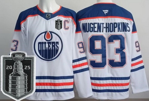 Men's Edmonton Oilers #93 Ryan Nugent Hopkins White 2025 Stanley Cup Final Authentic Jersey