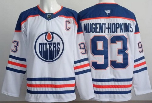 Men's Edmonton Oilers #93 Ryan Nugent Hopkins White Authentic Jersey