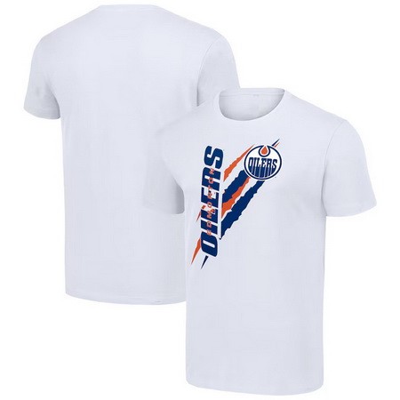 Men's Edmonton Oilers Starter White Color Scratch T Shirt