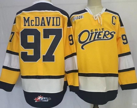 Men's Erie Otters #97 Connor McDavid Yellow Authentic Jersey
