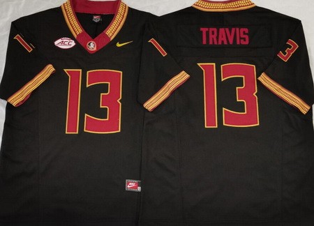 Men's FSU Florida State Seminoles #13 Jordan Travis Limited Black FUSe College Football Jersey