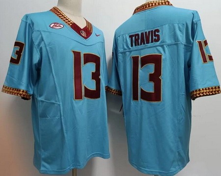 Men's FSU Florida State Seminoles #13 Jordan Travis Limited Blue FUSE College Football Jersey