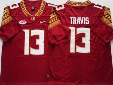 Men's FSU Florida State Seminoles #13 Jordan Travis Limited Red College Football Jersey