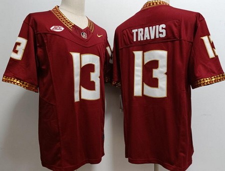 Men's FSU Florida State Seminoles #13 Jordan Travis Limited Red FUSE College Football Jersey