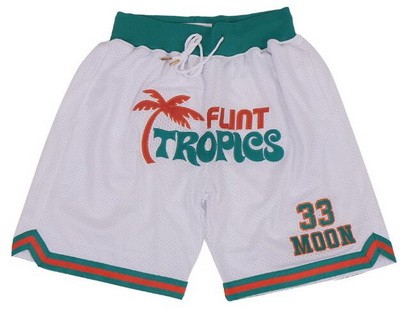 Men's Flint Tropics Semi Pro #33 Jackie Moon White Basketball Shorts