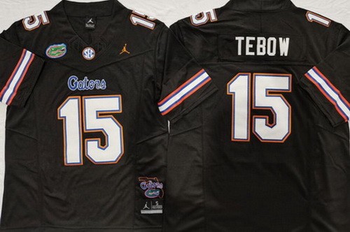 Men's Florida Gators #15 Tim Tebow Limited Black FUSE College Football Jersey