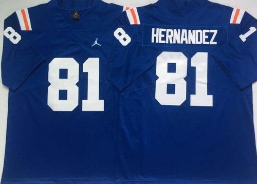 Men's Florida Gators #81 Aaron Hernandez Blue Throwback College Football Jersey
