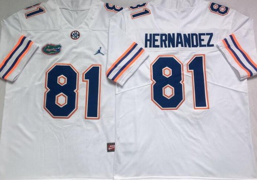 Men's Florida Gators #81 Aaron Hernandez White 2020 College Football Jersey