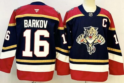 Men's Florida Panthers #16 Aleksander Barkov Navy Authentic Jersey