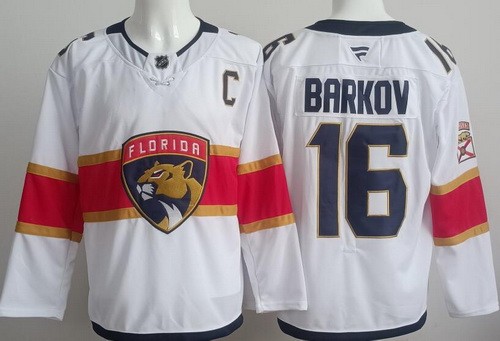 Men's Florida Panthers #16 Aleksander Barkov White Authentic Jersey