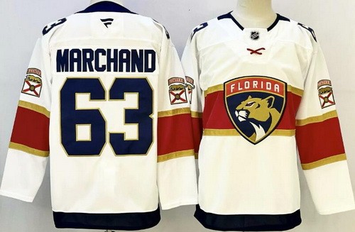 Men's Florida Panthers #63 Brad Marchand White Authentic Jersey