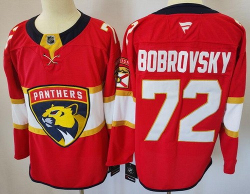 Men's Florida Panthers #72 Sergei Bobrovsky Red Authentic Jersey
