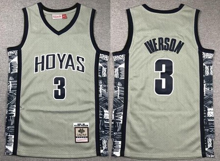 Men's Georgetown Hoyas #3 Allen Iverson Gray 1995 College Basketball Jersey