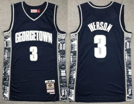 Men's Georgetown Hoyas #3 Allen Iverson Navy 1995 College Basketball Jersey
