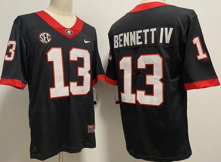 Men's Georgia Bulldogs #13 Stetson Bennett Black 2022 College Football Jersey