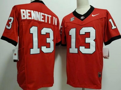 Men's Georgia Bulldogs #13 Stetson Bennett Red FUSE College Football Jersey