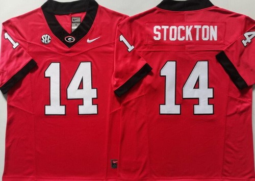 Men's Georgia Bulldogs #14 Gunner Stockton Limited Red FUSE College Football Jersey