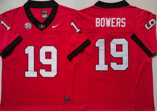 Men's Georgia Bulldogs #19 Brock Bowers Red FUSE College Football Jersey