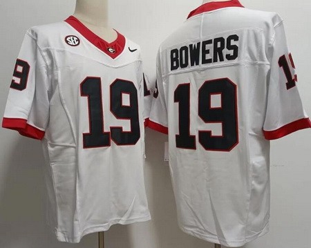 Men's Georgia Bulldogs #19 Brock Bowers White FUSE College Football Jersey
