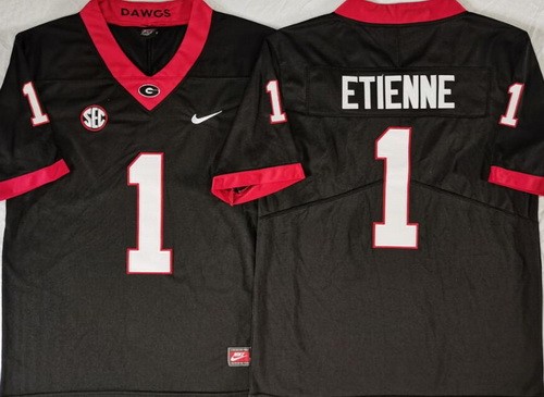 Men's Georgia Bulldogs #1 Trevor Etienne Limited Black College Football Jersey