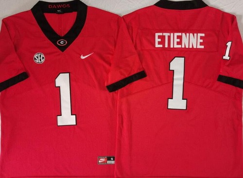 Men's Georgia Bulldogs #1 Trevor Etienne Limited Red College Football Jersey