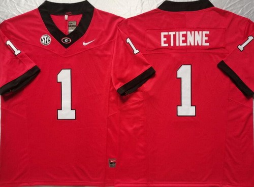 Men's Georgia Bulldogs #1 Trevor Etienne Limited Red FUSE College Football Jersey