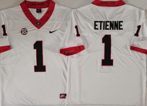 Men's Georgia Bulldogs #1 Trevor Etienne Limited White College Football Jersey