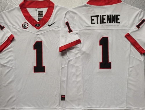 Men's Georgia Bulldogs #1 Trevor Etienne Limited White FUSE College Football Jersey