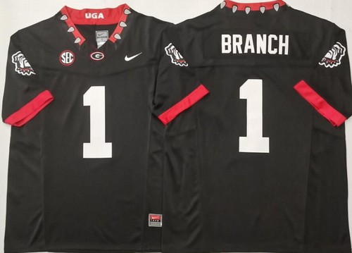 Men's Georgia Bulldogs #1 Zachariah Branch Limited Black Alternate College Football Jersey