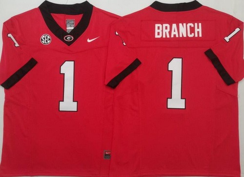 Men's Georgia Bulldogs #1 Zachariah Branch Limited Red College Football Jersey